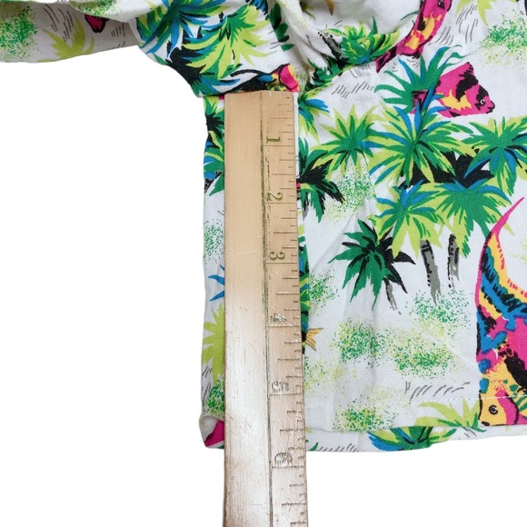 Large Vintage South Breeze 80s Tropical Cotton Shorts Palm Tree Fish Print Beach - Picture 5 of 8